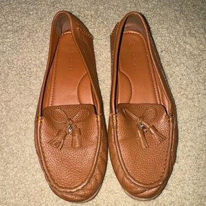 Brown leather Coach flats